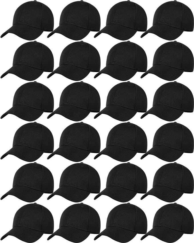 Handepo 24 Pcs Blank Baseball Cap Adjustable Back Strap Plain Blank Camouflage Hat Unisex Baseball Cap for Trucker Men Women