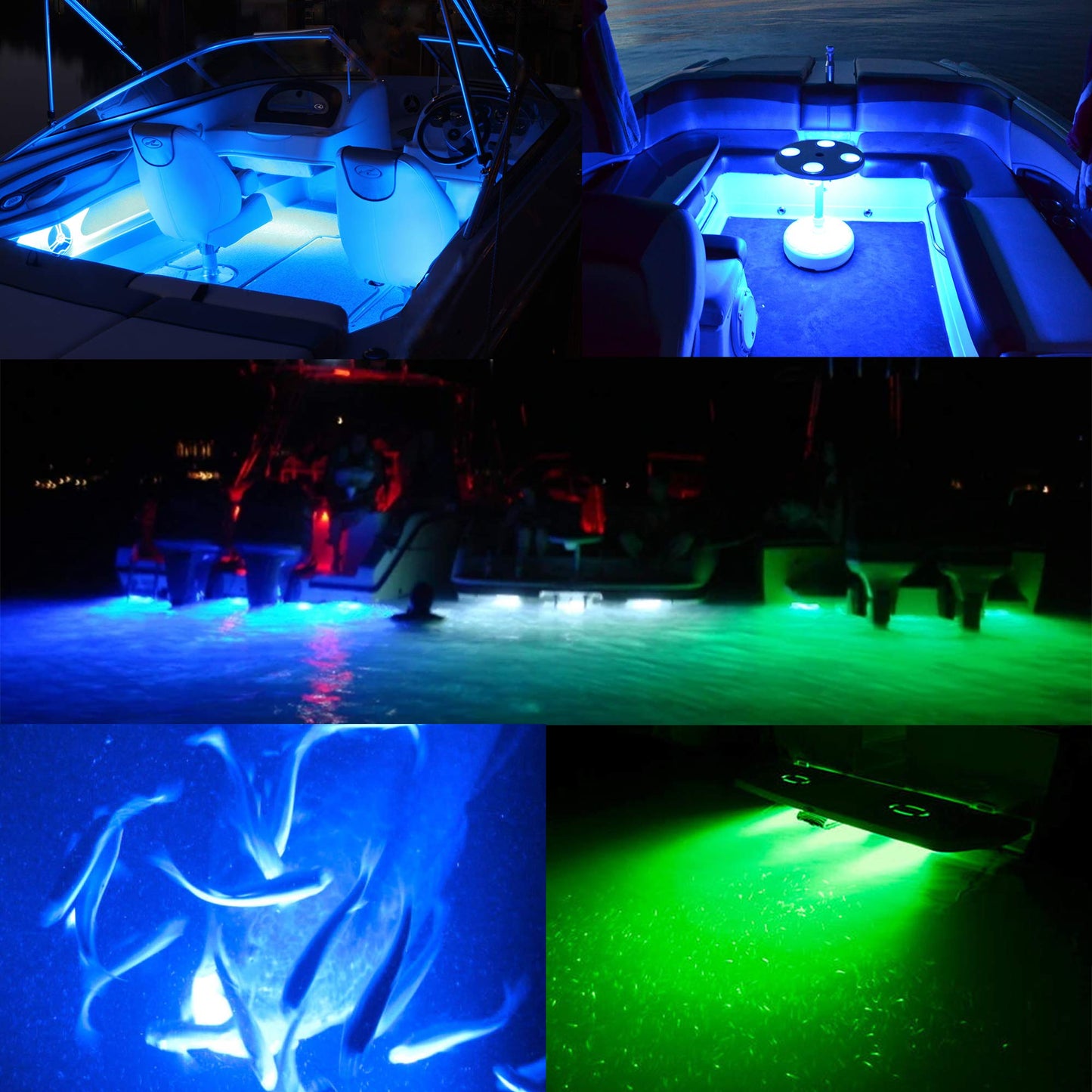 HUSUKU Marine Courtesy Lights 1200LM 3in Green Round 18LED Waterproof IP65 for Boat Stern/Interior/Cockpit/Pontoon
