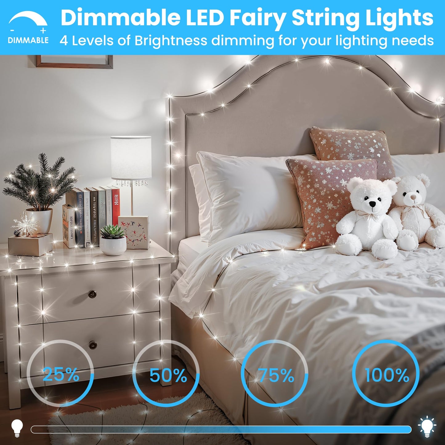 Larkvue 492Ft 1500 Leds String Lights With Remote  Dimmable 8 Modes Timer & Memory Function Fairy Rope Light For Christmas Tree Indoor Decor-Cool White