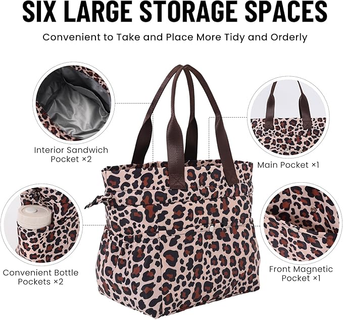MEXS Lunch Bag for Women Reusable Drawstring Insulated Lunch Box Stain-Resistant Large Cinch Closure Lunch Bags for Work Office