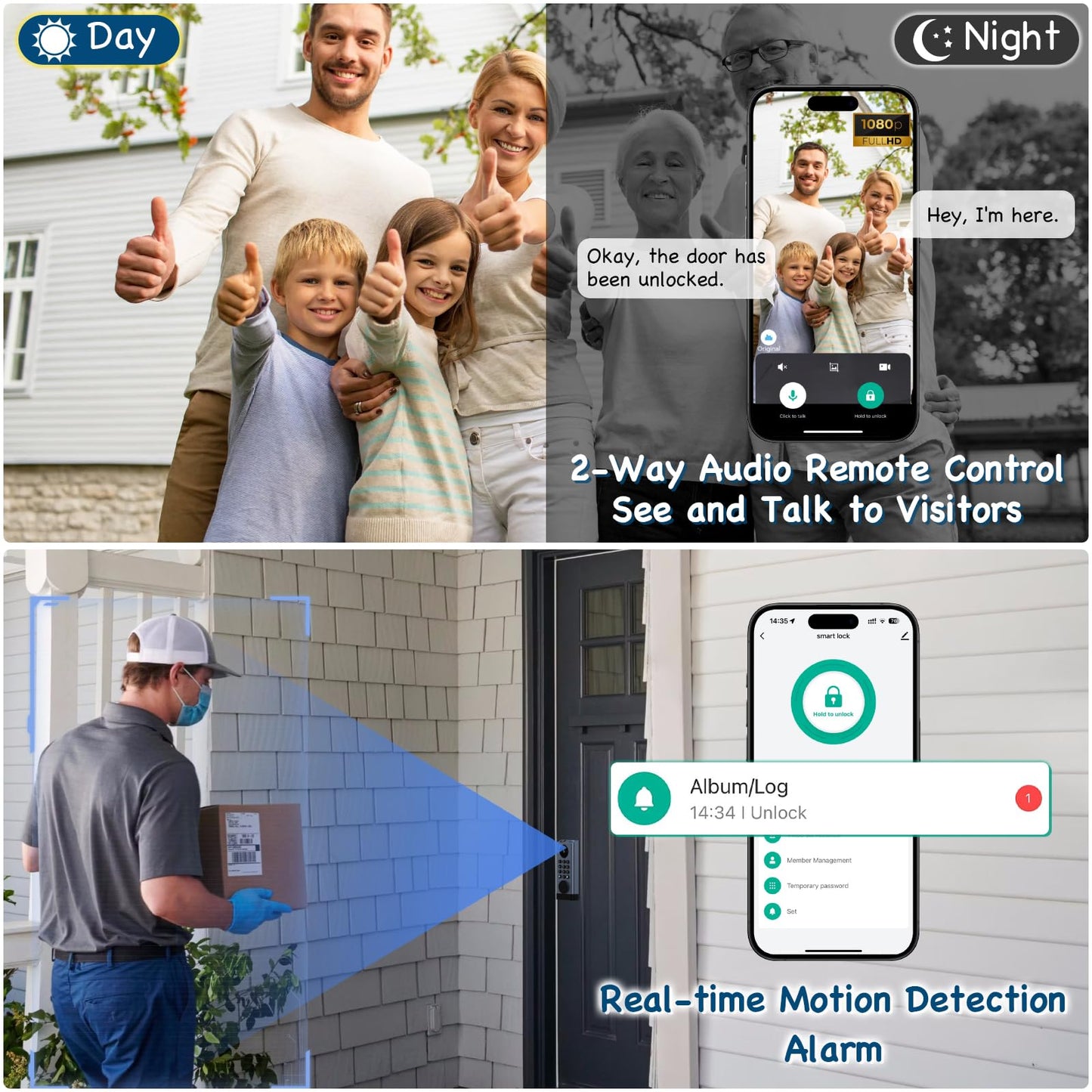 Pothunder Smart Lock with Camera, Keyless Entry Door Lock Deadbolt with WiFi Video Doorbell, Fingerprint Electronic Keypad Code Door Lock for Front Door with App Remote Control, PIR Motion Detection