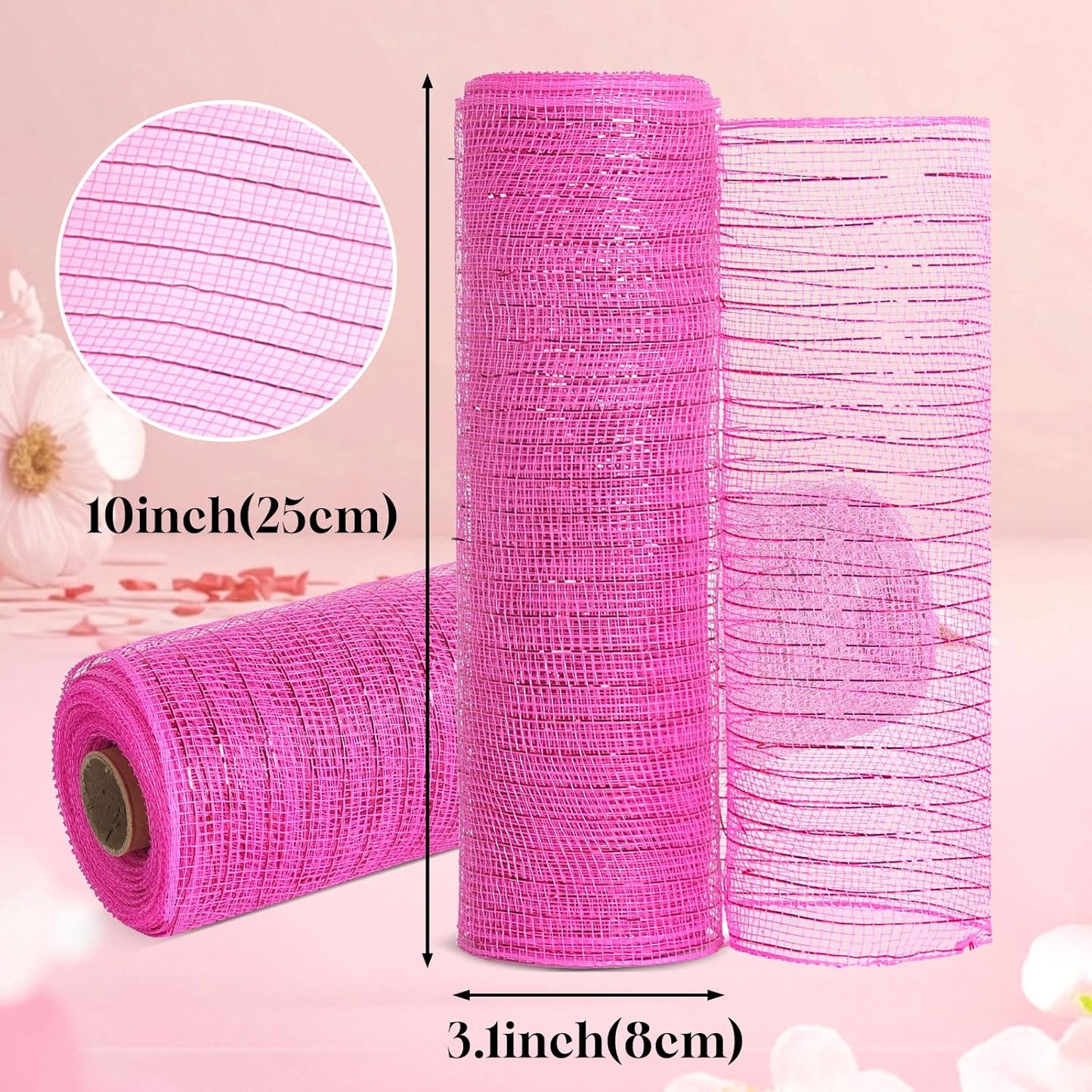 2 Rolls Mesh Ribbon for Wreaths 10 Inch x 30 Foot Wreath Mesh Rolls with Metallic Foil for Easter Christmas Party Wedding Home Decor DIY Craft Projects and Gift Wrapping (White/Sliver-Wide)