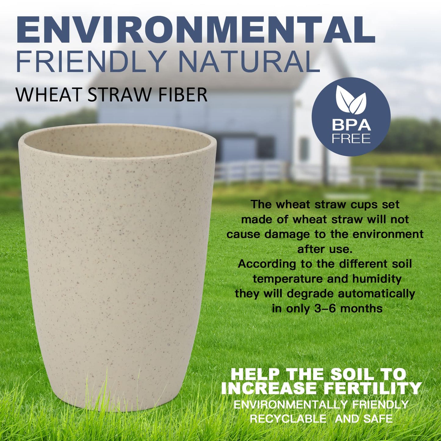 Wheat Straw Cups 6 PCS Good Alternative to Plastic Reusable Cups 12 oz Unbreakable Drinking Cup Reusable Dishwasher Safe Water Plastic Glasses with 6 Colors