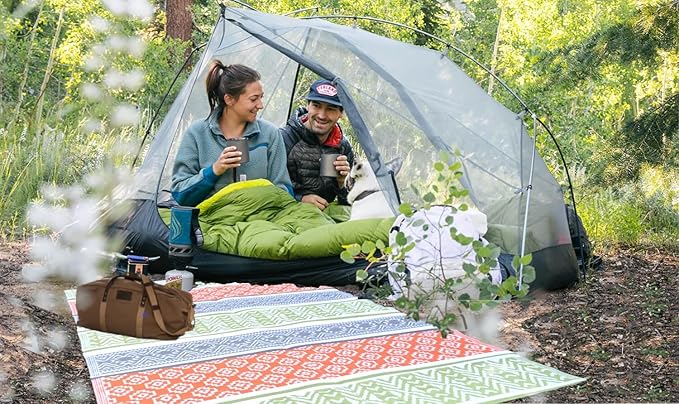 BalajeesUSA Outdoor Rugs–9x18 Plastic Patio Decor Green, Orange, Durable and Affordable Recycled Straw Picnic All-Weather and Waterproof Reversible Camper Awning mats 7742