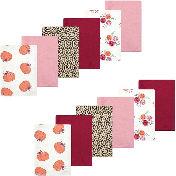 Luvable Friends Hudson Baby Flannel Burp Cloths 12pk, Little Pumpkin