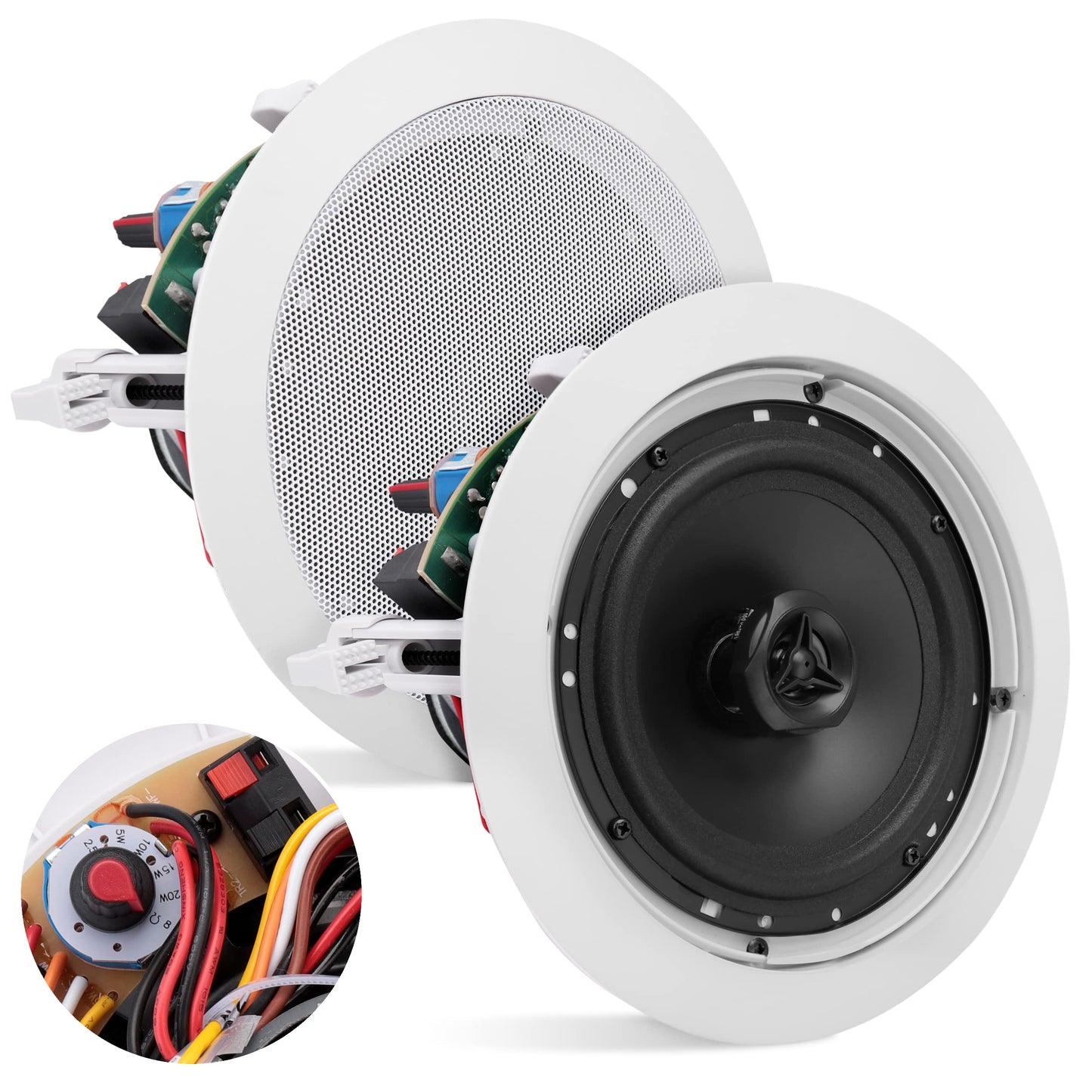 Pyle Ceiling And Wall Mount Speaker-6.5    2-Way 70V Audio Stereo Sound Subwoofer Sound With Dome Tweeter,500 Watts,In-Wall&In-C