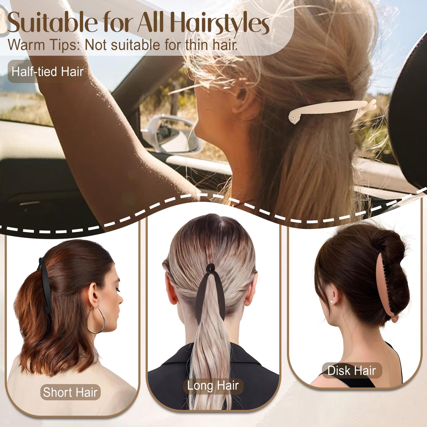 Gift4U Banana Hair Clip, 4 PCS Large Banana Clips for Women, Flexible Hair Clips for Thick Hair, Classic Hair Comb for Any Occas