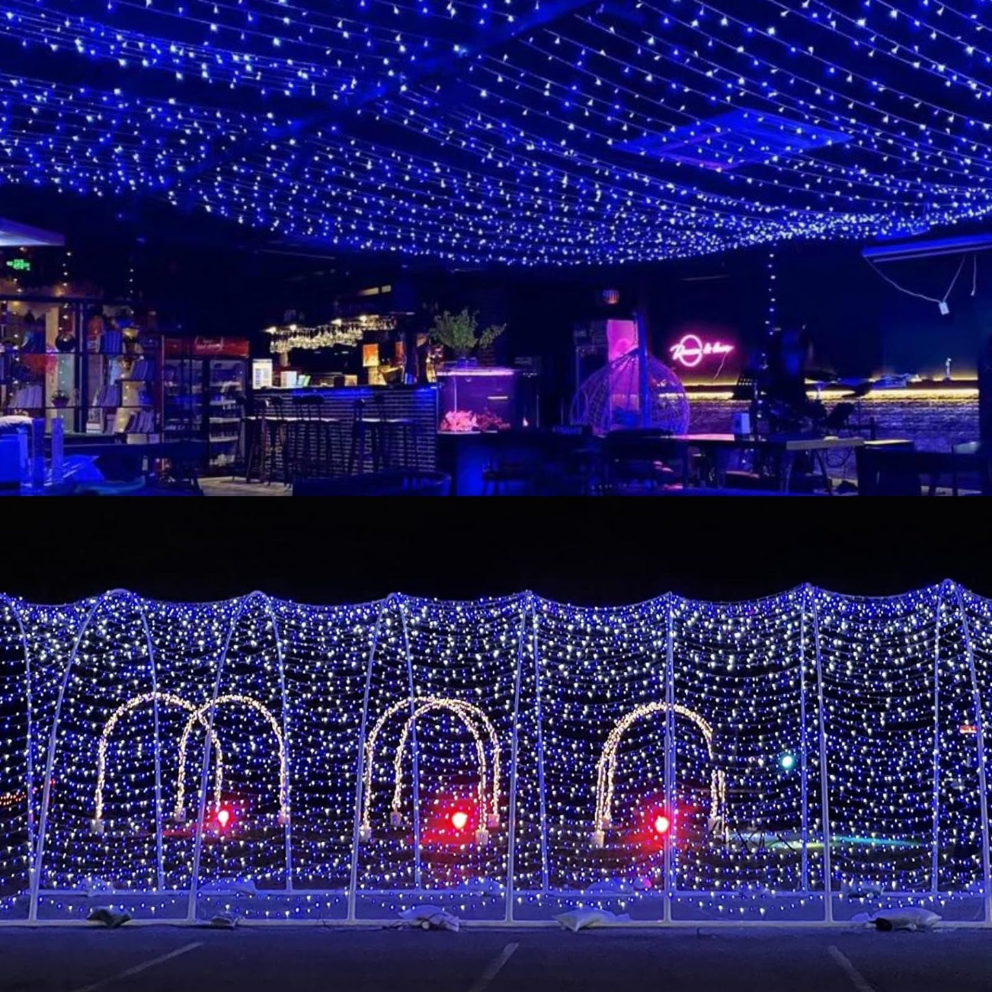 Yeguo 500 Led Christmas Lights, 165Ft Blue And White Waterproof String Lights, 8 Modes Indoor/Outdoor Decor