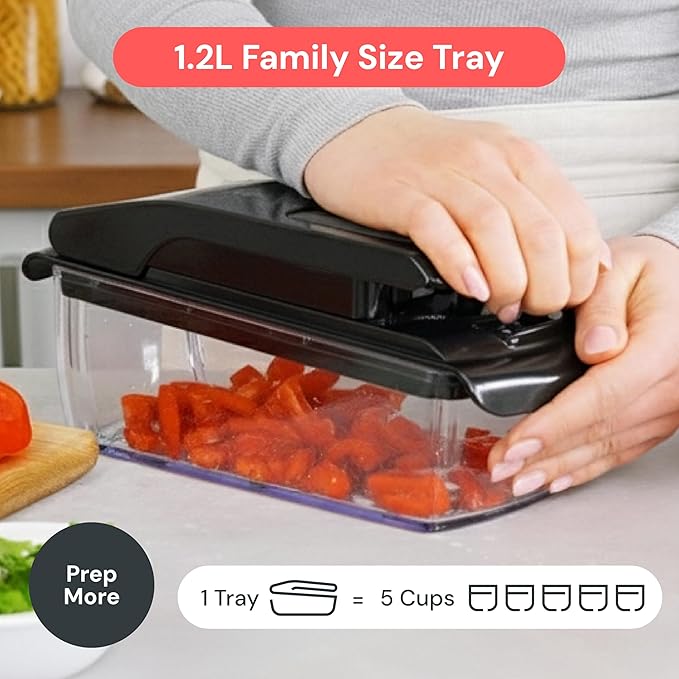 Fullstar Vegetable Chopper and Spiralizer - Food Chopper with Container, Fruit Slicer, Kitchen Gadgets & Accessories, Home Essentials (9 in 1, Black)