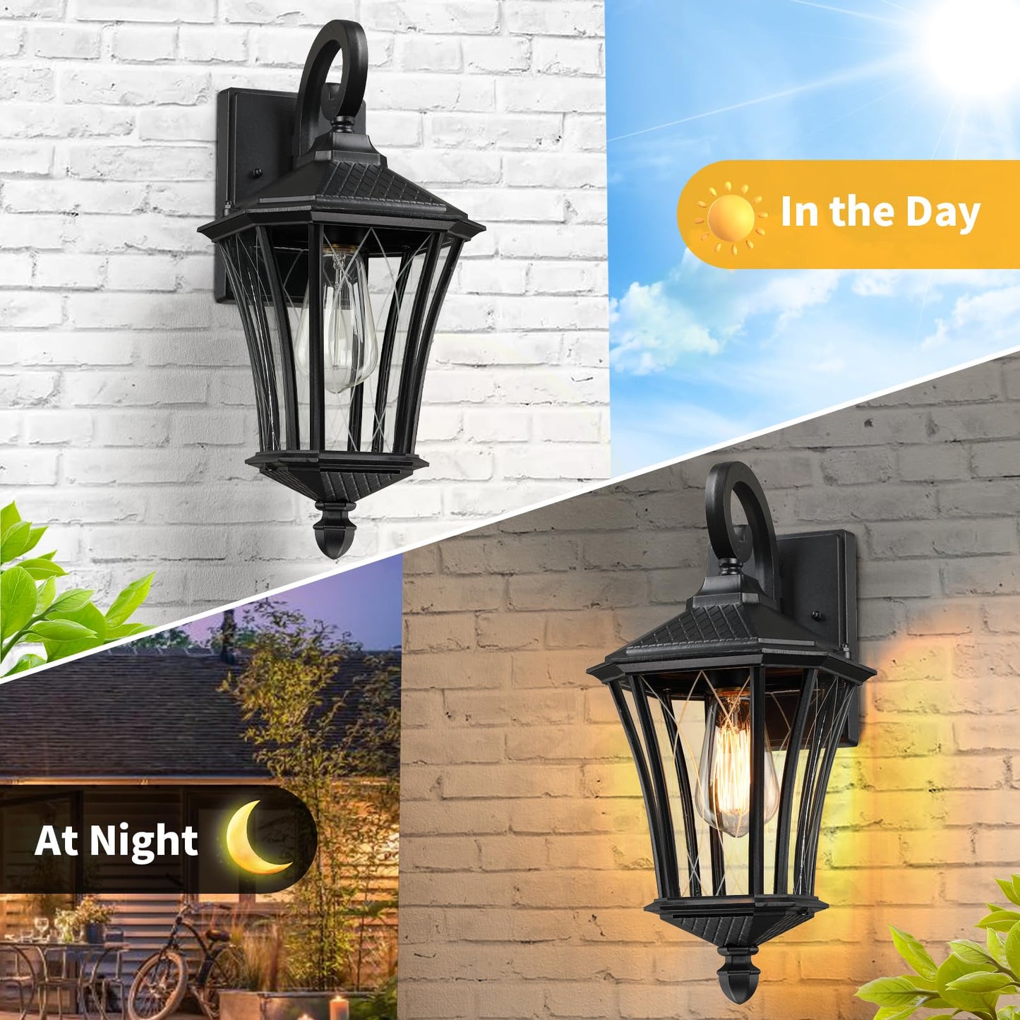 Ysn 16 Large Outdoor Wall Lights 2 Packs  Black Exterior Lighting Fixture Outdoor Sconce Lights  Waterproof Outside Lights For House With E26 Socket  Outdoor Lanterns For Porch  Garage  Farmhouse