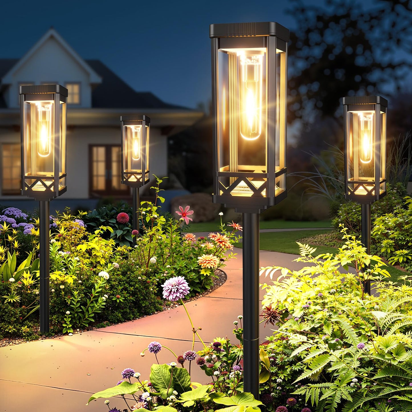 Kooper Taller Solar Pathway Lights Outdoor  2 Pack Upgraded Brighter Solar Garden Lights Solar Powered  Up To 15 Hours Outdoor Solar Lights For Yard Landscape Lighting Path Walkway Driveway Sidewalk