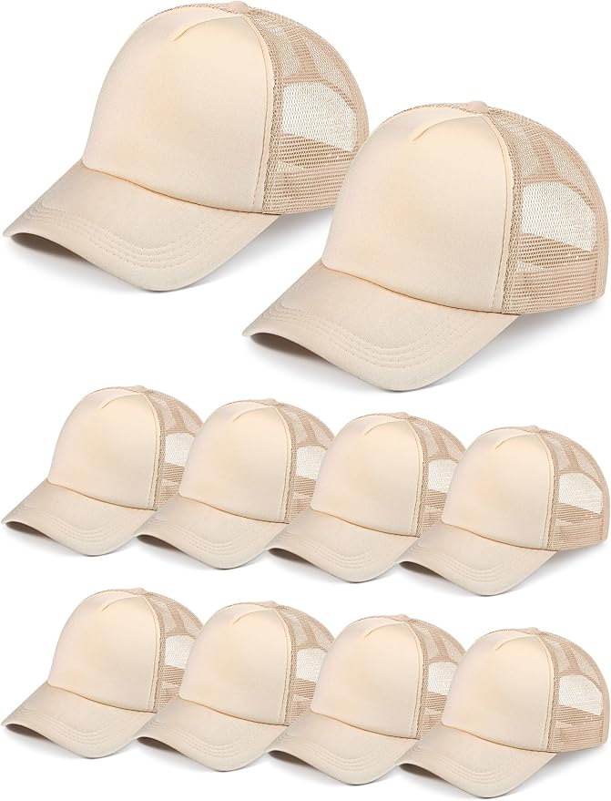 10 Pcs Sublimation Blank Trucker Hats Bulk Mesh Baseball Cap Polyester Mesh Trucker Hat for Men and Women