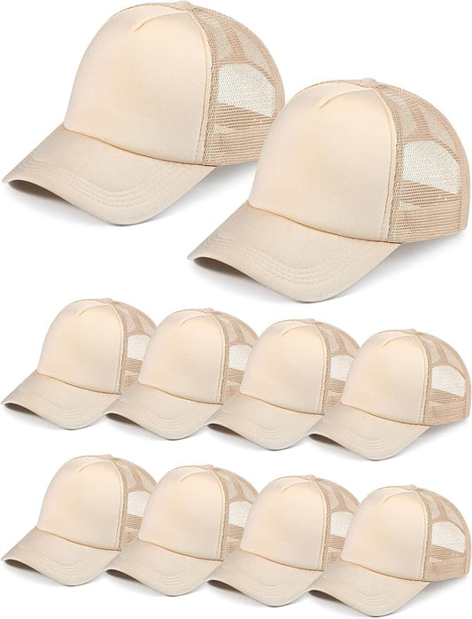 10 Pcs Sublimation Blank Trucker Hats Bulk Mesh Baseball Cap Polyester Mesh Trucker Hat for Men and Women