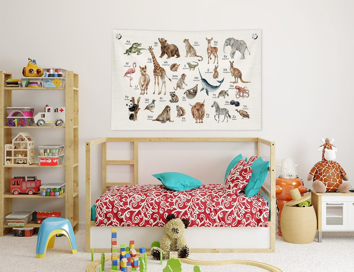 ABC Alphabet Educational Canvas Banner,Animal Alphabet Nursery Wall Decor,ABC Animal Educational Banner Flag Wall Art for Nursery Classroom Kids Room Bedroom Playroom,20x30 in