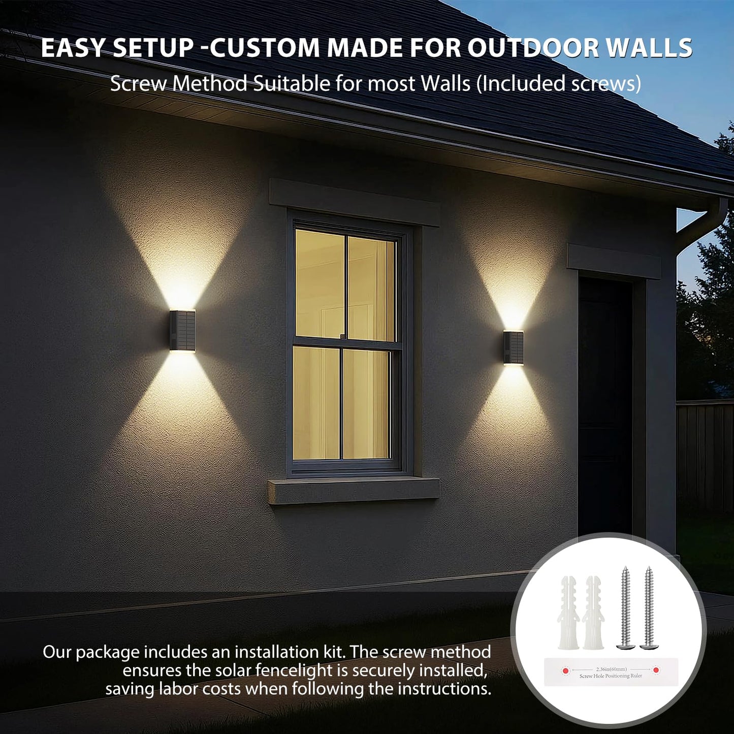 Ugdluck Solar Wall Light Outdoor 3000/4000/6000K 3 Modes Dusk To Dawn Lighting Wall Sconce Ip67 Waterproof Up And Down Solar Lights Outdoor For House  Garage  Porch Doorway (4 Pack)