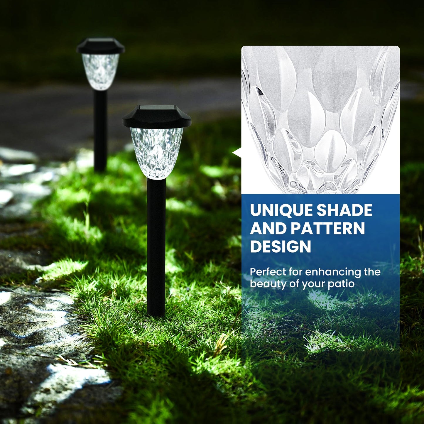 GIGALUMI Solar Pathway Lights 10 Pack, Waterproof Auto On/Off, Cold White, 14.17in  Model 8820