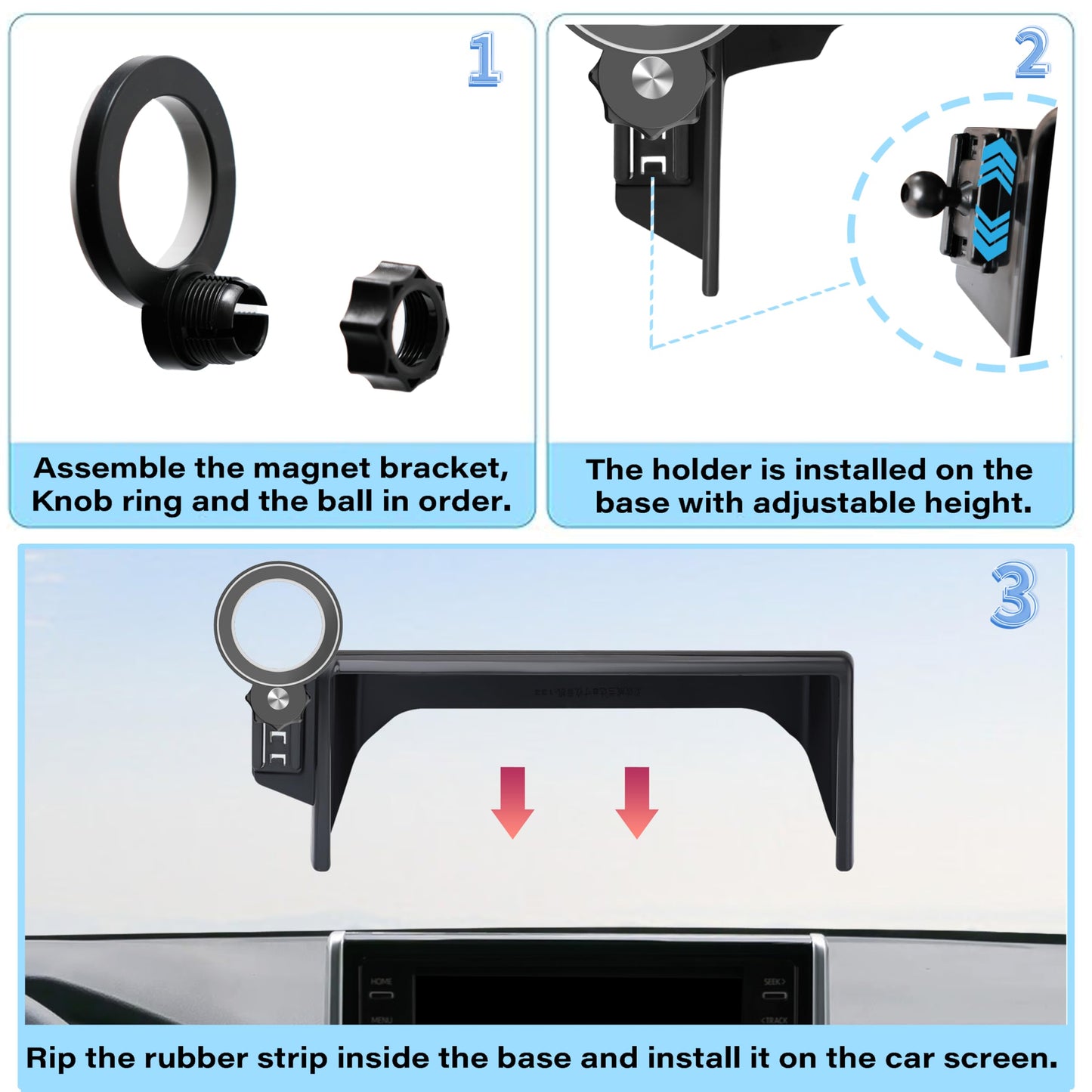 Abeeygeomarn Car Phone Holder For Toyota Rav4 2022 Accessories Apply To 9 Inch Touch Screen Fixed Clip Magnetic Cell Phone Mount