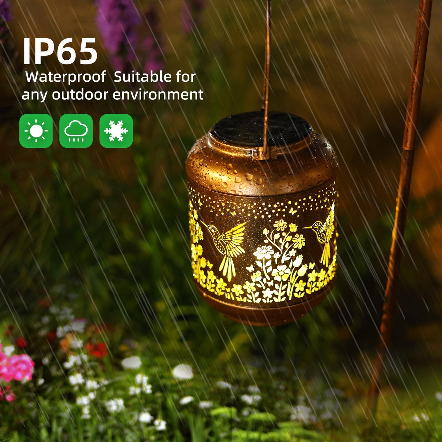 2Pack Hummingbird Solar Lanterns Outdoor Waterproof Birthday Gifts For Women Mom Grandma Metal Solar Decorative Led Lantern Outside For Garden Decor  Yard  Patio  Porch  Backyard  Pathway  Landscape