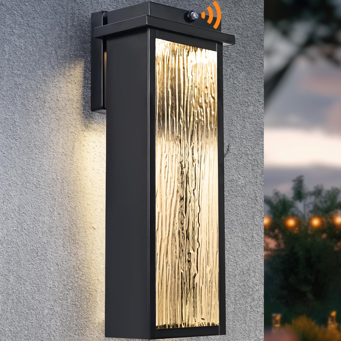 Venzblomia 16 Black Dusk To Dawn Led Outdoor Wall Light  Large Exterior Lighting Fixture  Modern Outside Wall Mounted Porch Sconce  Waterproof Patio Lantern Lamp With Sensor  1 Pack