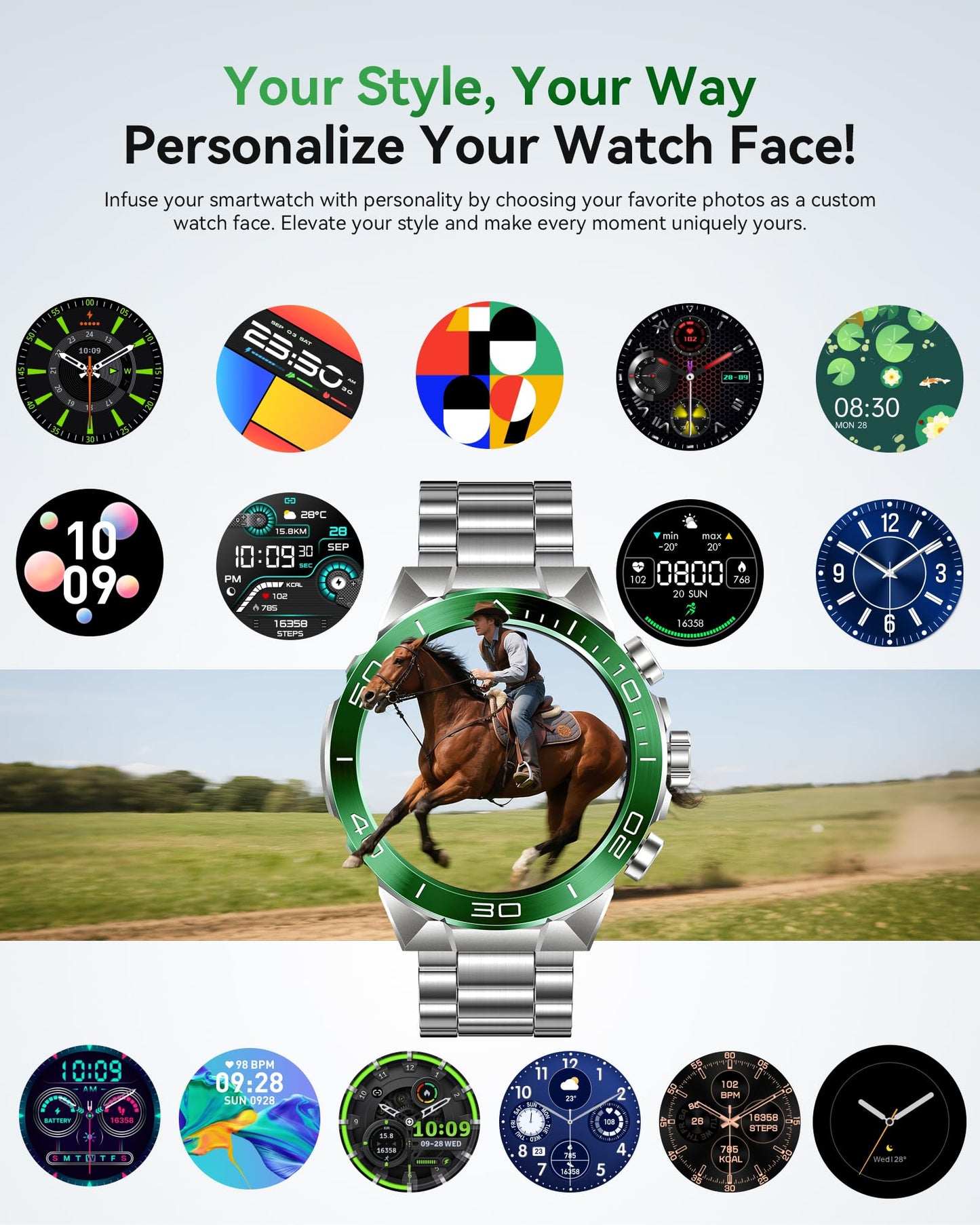 SOUYIE Military Rugged Smart Watch for Men, AMOLED 1.43" HD Screen, Bluetooth Call Answer/Make, Blood Oxygen/Heart Rate/Sleep Tracker, 7-30 Day Battery, Waterproof Fitness Tracker for iOS Android