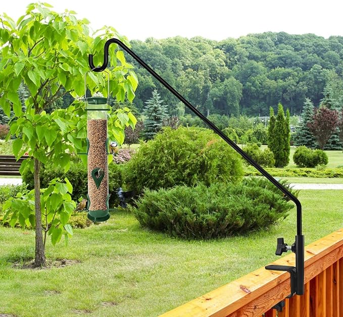 MIXXIDEA Heavy Duty Deck Rail Pole Deck Hook, Extensible and Adjustable Deck Hook for Hanging Bird Feeder, Plants, Suet Baskets,Wind Chimes,Lanterns