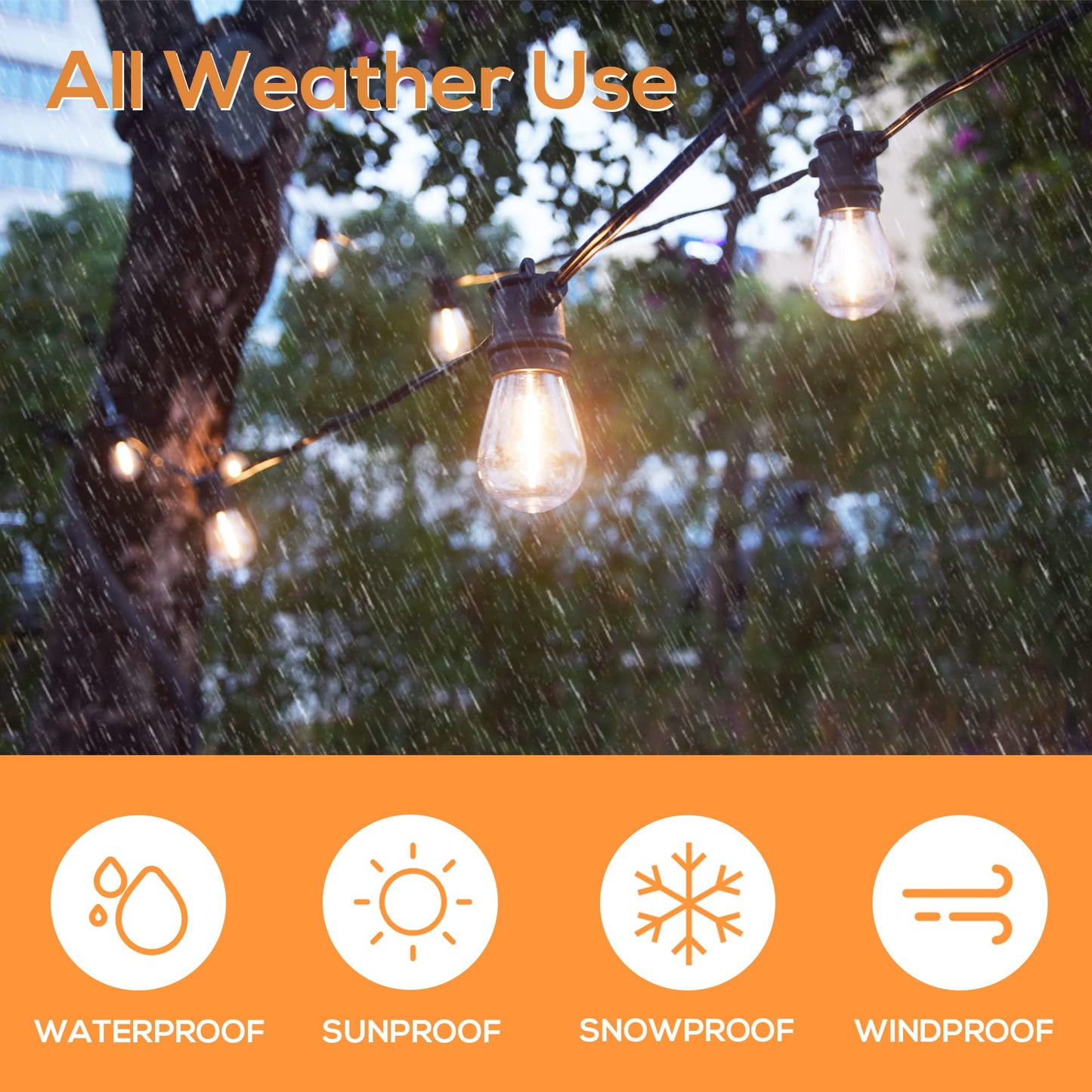 Sunthin Outdoor String Lights, 96Ft Patio Lights With 32 Led Bulbs, Black Shatterproof For Garden, Deck, Porch, Party, Model Gls-18J2P-E26