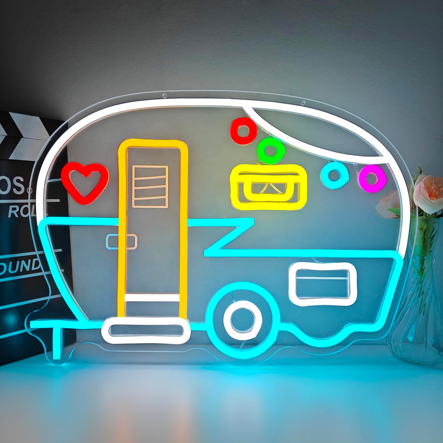Rv Neon Sign For Wall Decor Camper Led Sign Dimmable Camping Neon Light Up Sign For Camping Lovers Gift Campsite Decorations Rv Camper Party Touring Car Travel Trailers Backdrop