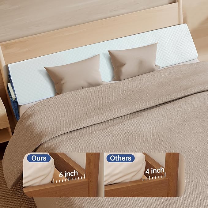 King Bed Wedge Pillow for Headboard 76"x 10"x 6" Large/Mattress Gap Filler Close The Gap (0-6")/Foam Triangle Bloster Wedge Pillow headboard for Headboard Gap Between Mattress and Headboard