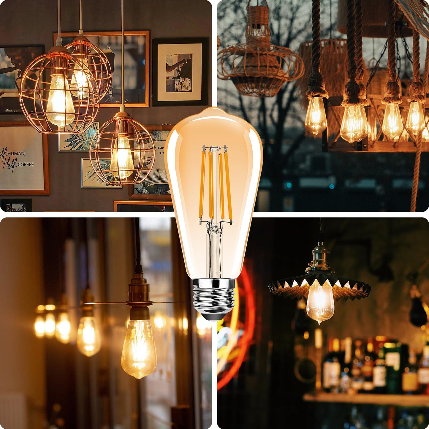 ProCrus ST19 Vintage LED Edison Light Bulbs,E26 Led Bulb 25W Equivalent,Vintage LED Filament Bulbs,2.5W Warm White 2200K,250LM,Amber Glass,Non-Dimmable,3 Pack