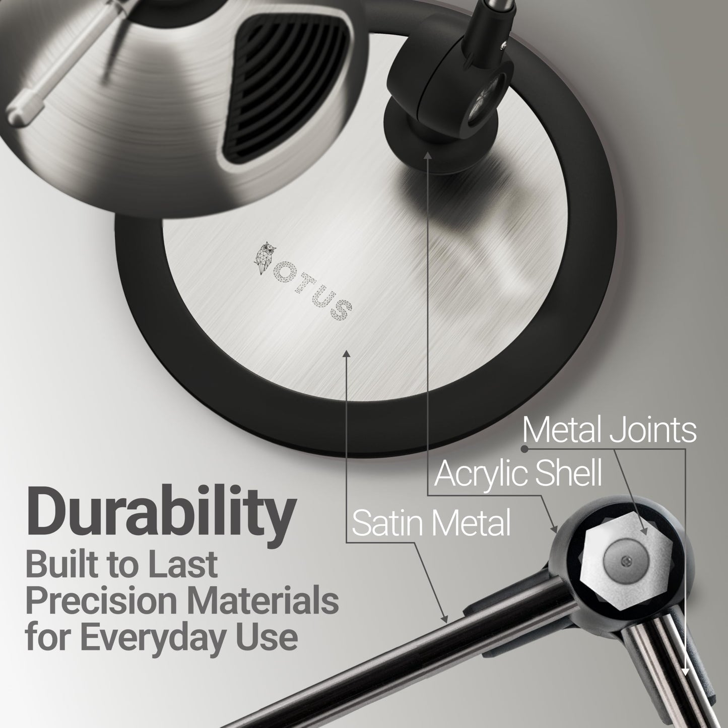 OTUS LED Desk Lamp, Gesture Control, Adjustable Swing Arm, Large, Space Grey, Model DL-001