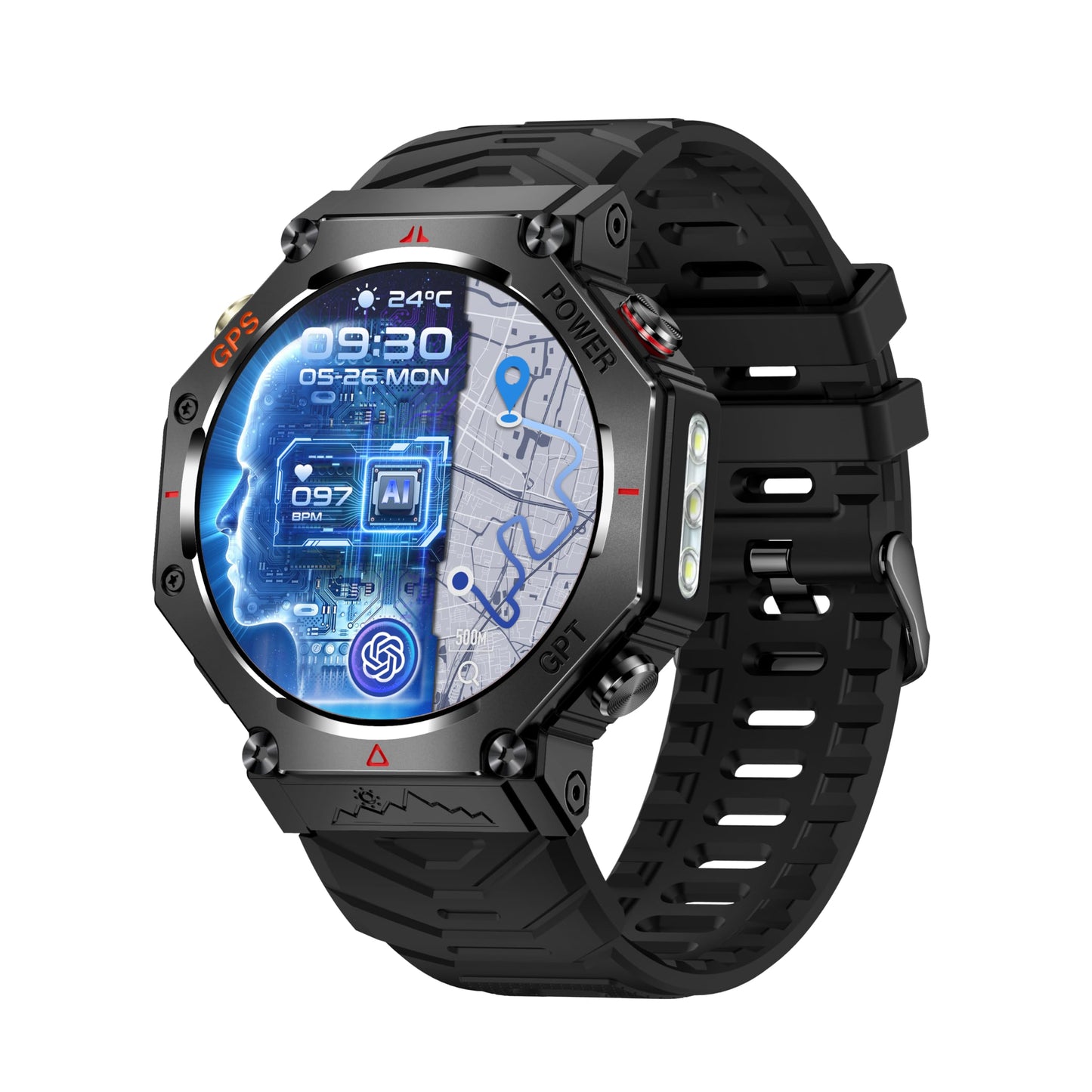 ZLKJ SW8(Black) 1.39" Stylish Smartwatch for Men, Bluetooth Calling, AI Voice Assistant, 107 Sport Modes, 3ATM Waterproof, Fashionable Design, Compatible with Android/iOS