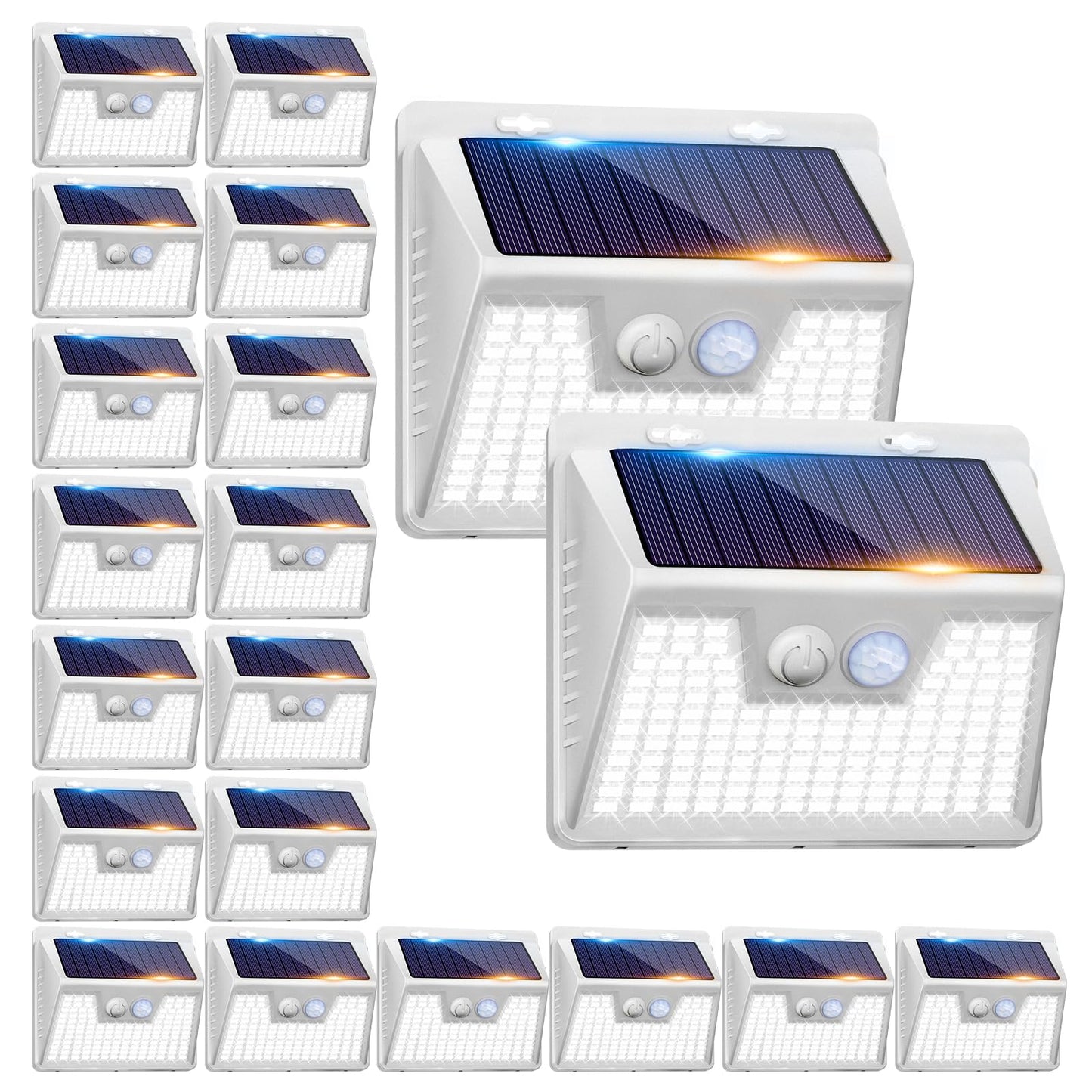Peasur Solar Outdoor Lights, 140 LED, 3000K, Waterproof, 20 Pack, White Frame