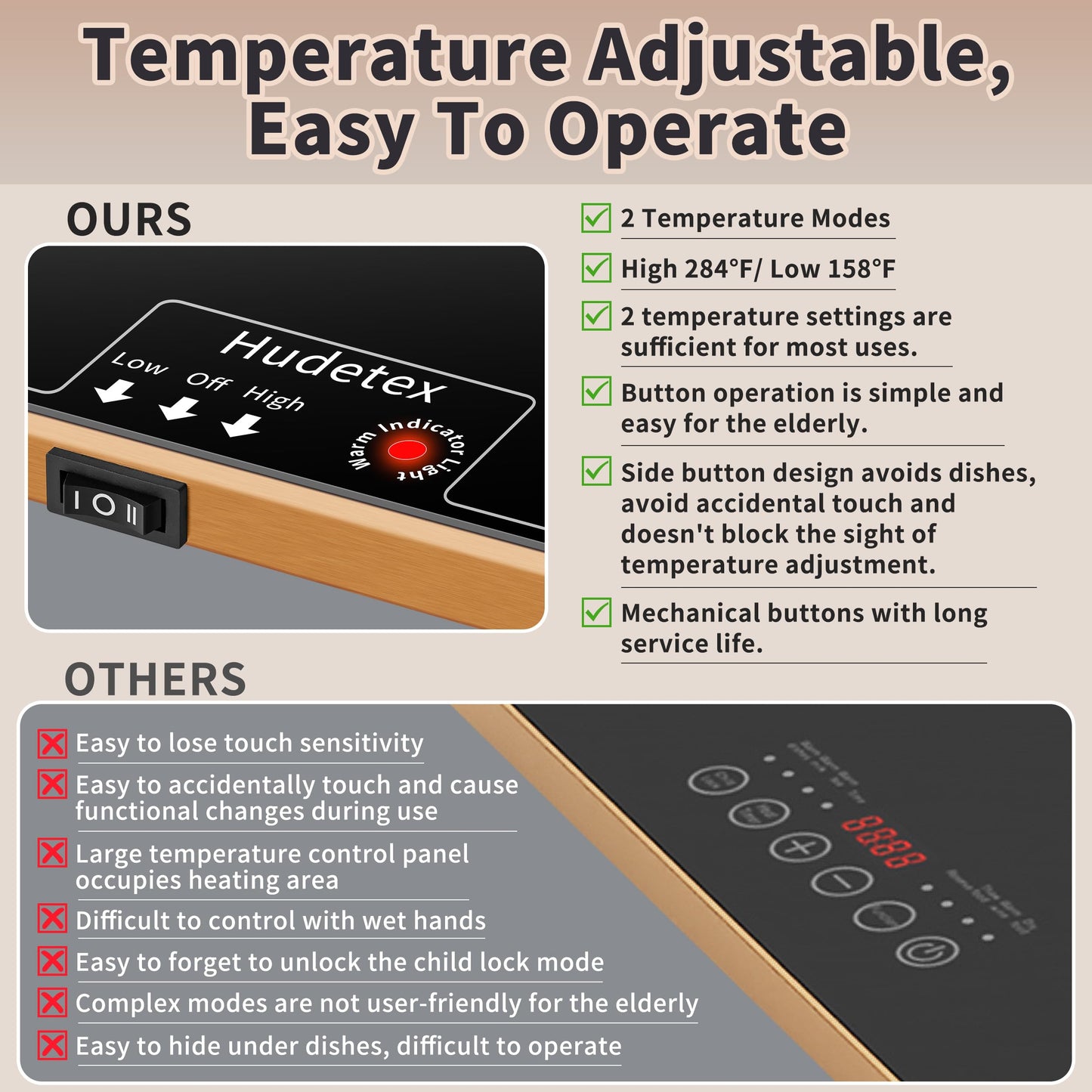 Warming Mat for Food (XXL32 x18), Warming Trays for Buffets Party and Daily Use, Temperature Control Food Warmer, Full Surface Tempered Glass Top Heating Food Warming Mat, Black Electric Warming Tray