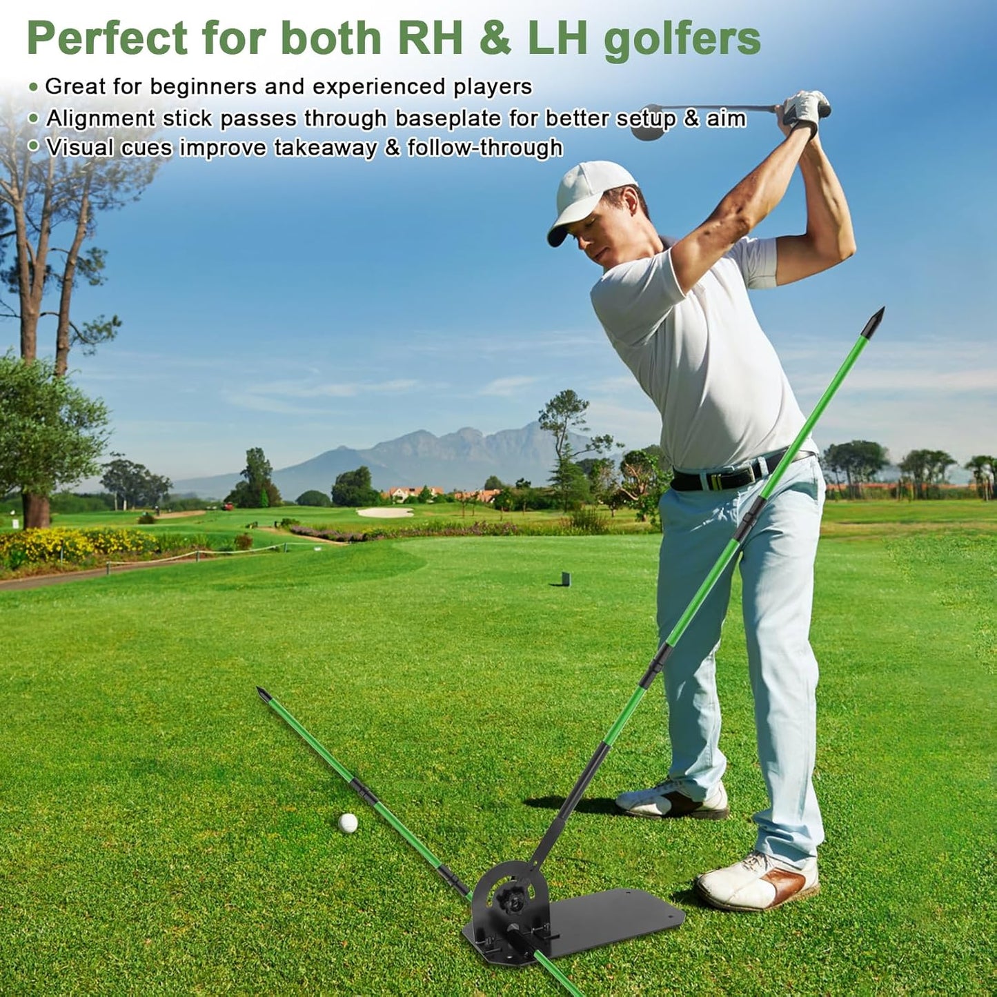 Golf Alignment Stick Holder,Professional Swing Trainer,Golf Swing Plane Trainer Aid for Aiming Putting Swing,Golf Teaching, Multi-Functional for All Levels of Golfer