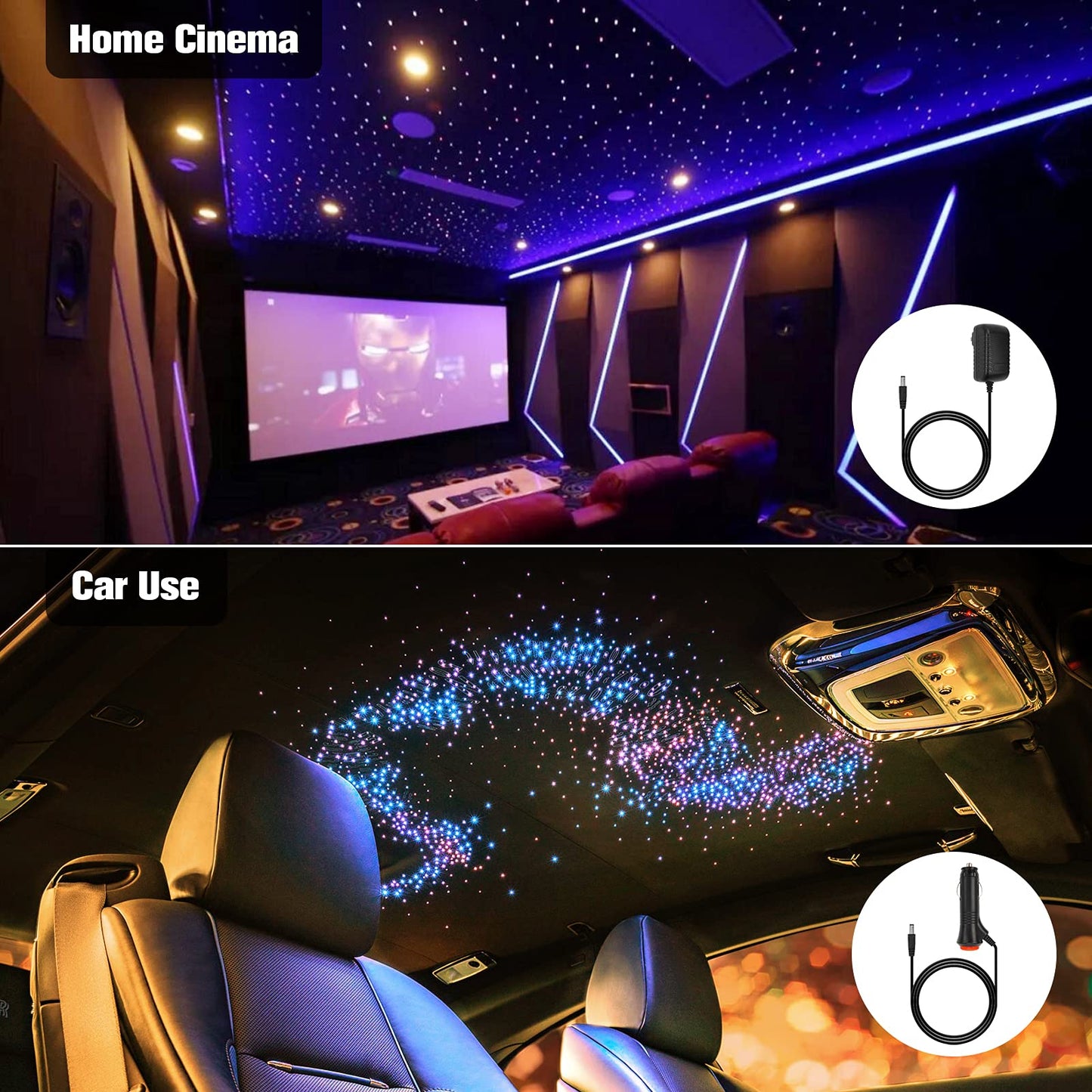 Chinly Bluetooth Rgbw Led Fiber Optic Light Kit - 16W, 260Pcs, 0.03In, 6.5Ft, Multi-Colored, Model Qj-L016