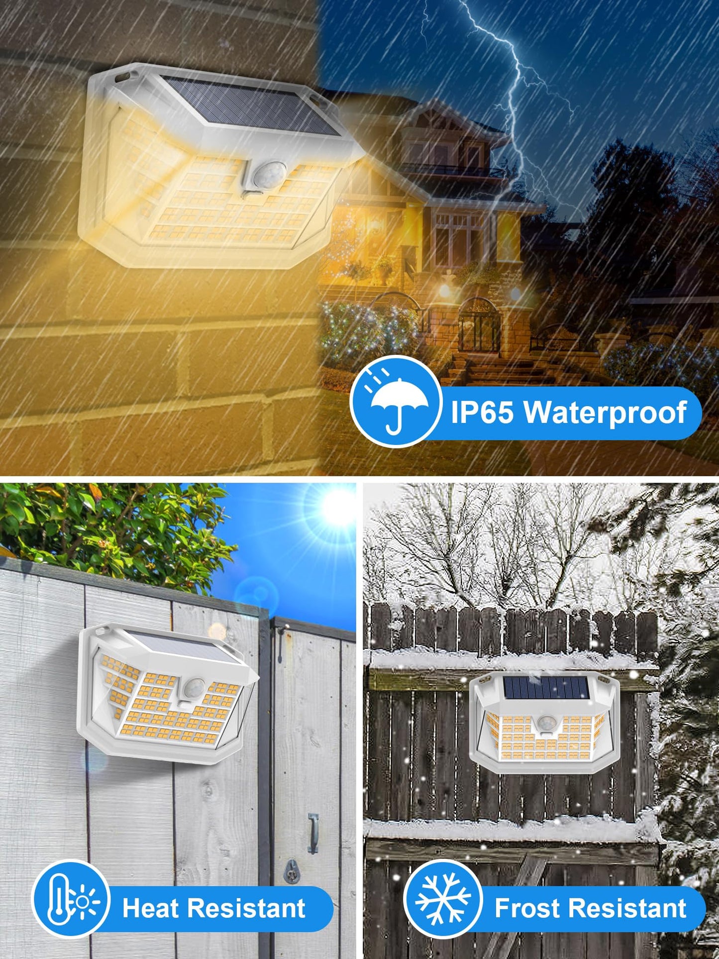 Lansow Solar Motion Lights Outdoor 6 Pack, 188 Led, Ip65 Waterproof, Warm White, 3 Modes, For Yard & Garden