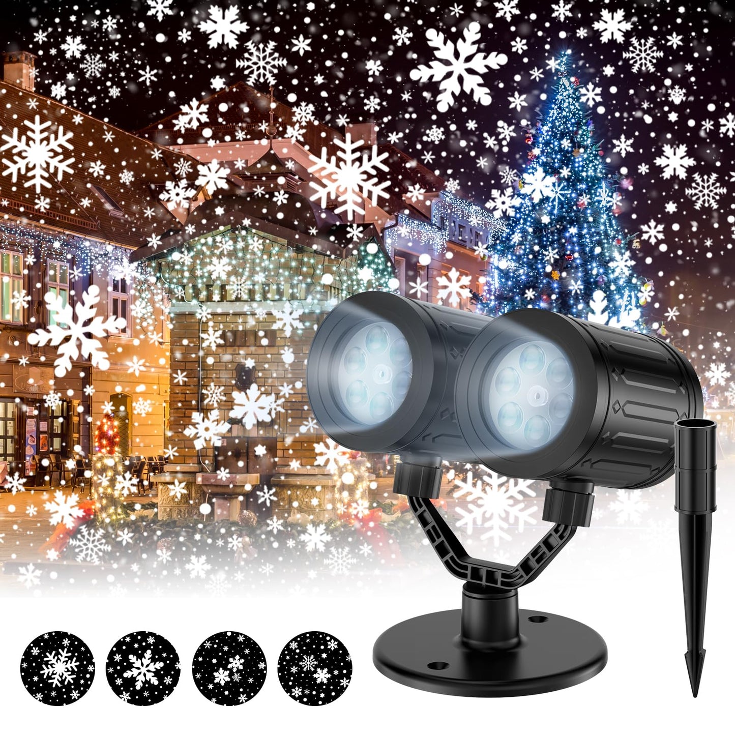 afzdby Christmas Snowflake Projector Lights, Dual Head, Waterproof, Model SW-PL-13, Decorative Lighting for Indoor/Outdoor Use