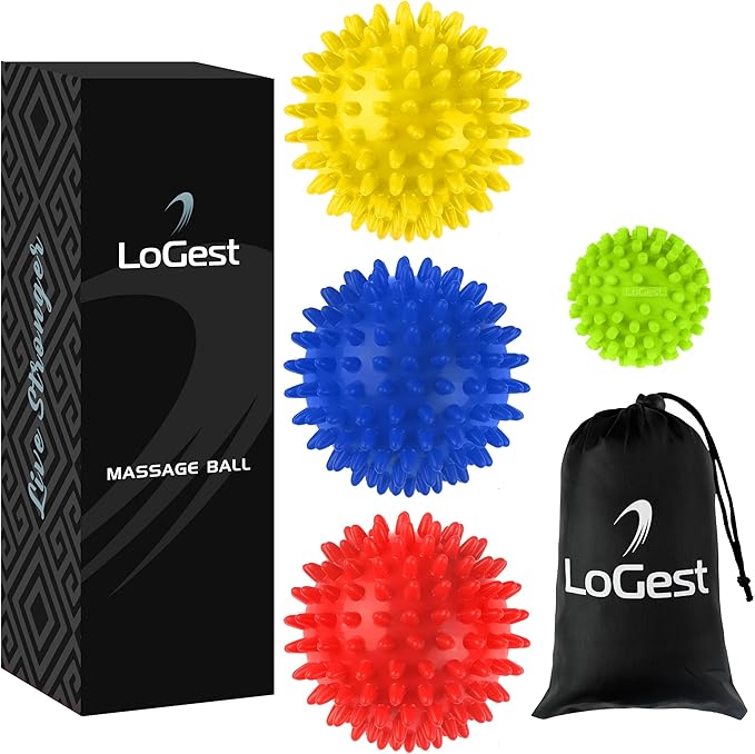 Logest 4-Piece Set Foot Massage Ball - for Trigger Point Therapy, Injury Rehabilitation & Deep Tissue Massage Balls - Prev...