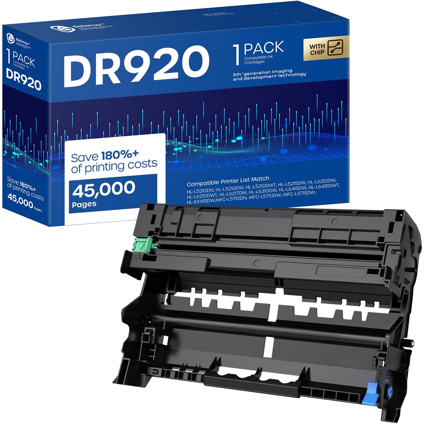 Belietop Dr920 Dr-920 Drum Unit High Yield Compatible With Brother Dr920 Dr 920 Dr-920 Replacement For Hl-L6210Dw Hl-L5210Dw Hl-
