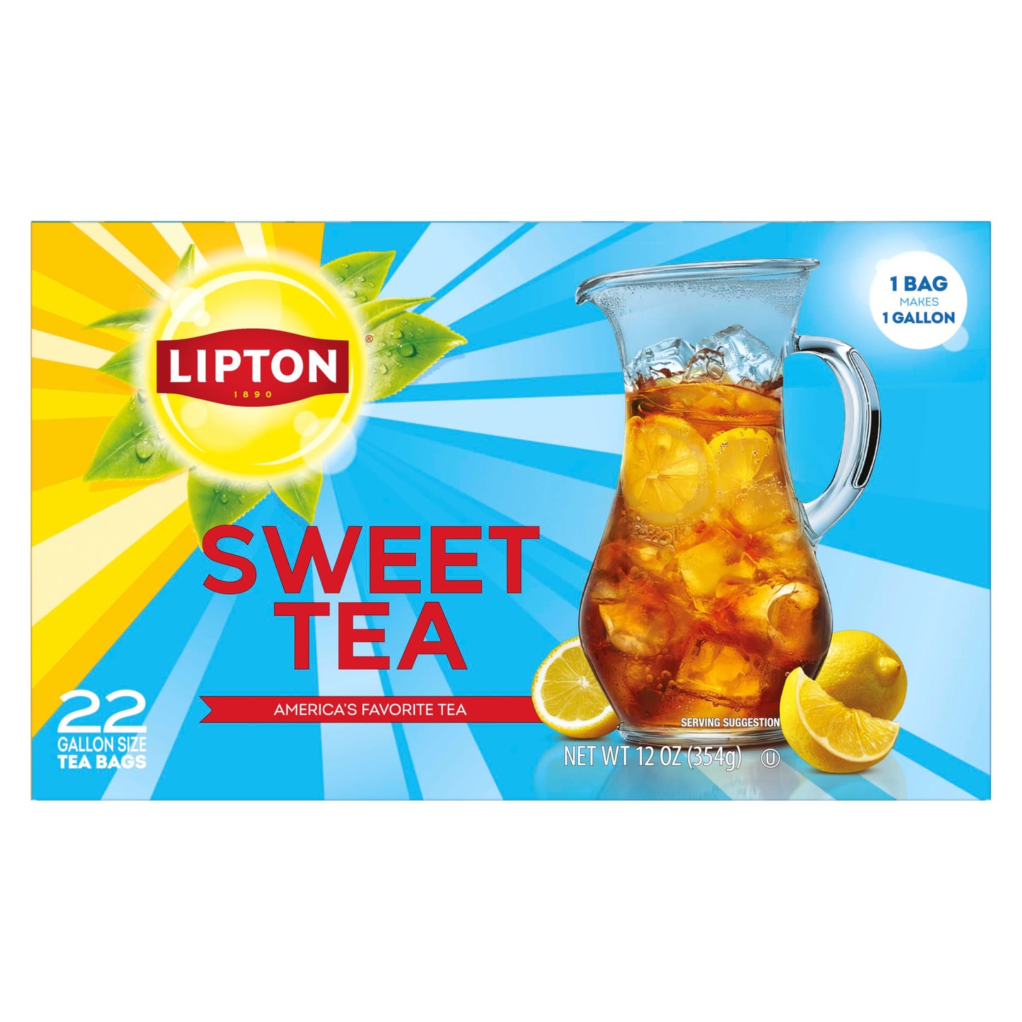 Lipton Southern Sweet Iced Tea Bags  Gallon Size Zero Calories  22 Tea Bags