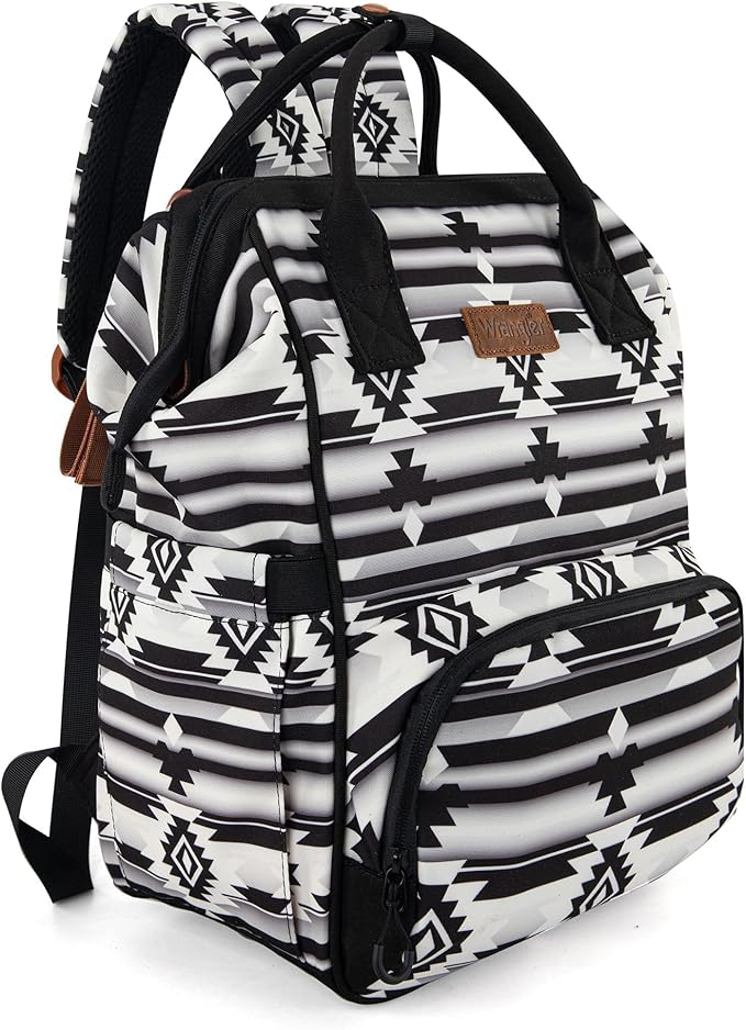Montana West Wrangler Diaper Bag Backpack Aztec Travel Backpack Purses Western Multi-Function Baby Bags for Mom with Waterproof Insulated Pockets