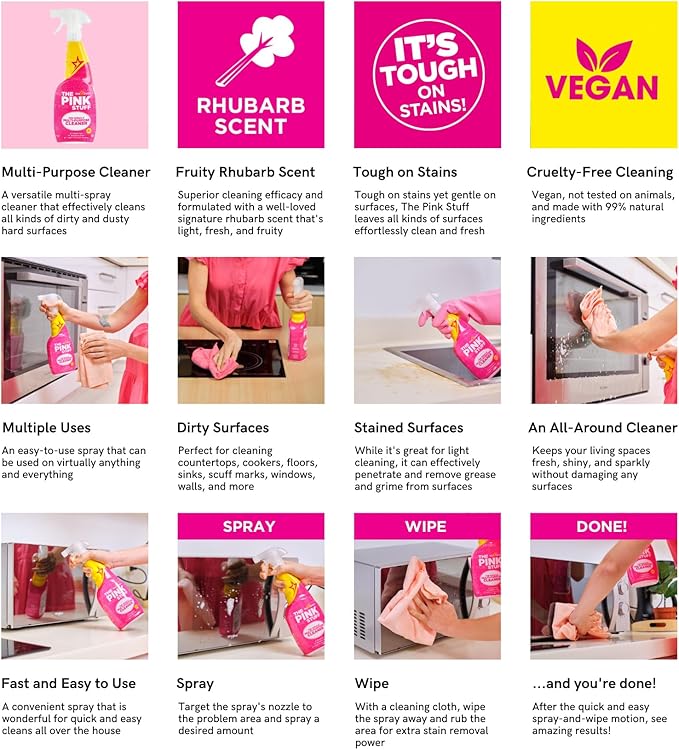 Stardrops - The Pink Stuff Miracle Multi-Purpose Cleaner – Removes Grease, Grime, and Stains on Kitchens, Bathrooms, Floors, and More (Pack of 2)