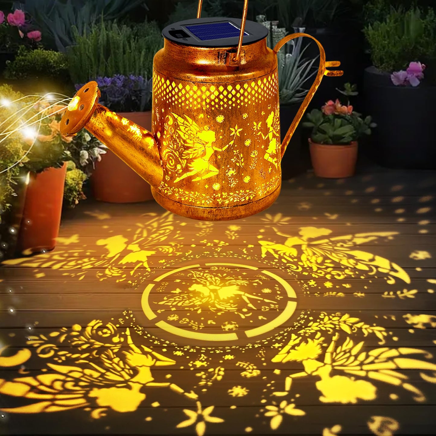 Fariy Solar Lights Outdoor Waterproof  Solar Watering Can Lights With Shepherd Hook  Metal Angel Hanging Lantern Garden Decor Yard Outside Patio Lawn  Gifts For Mom Grandma Women Birthday