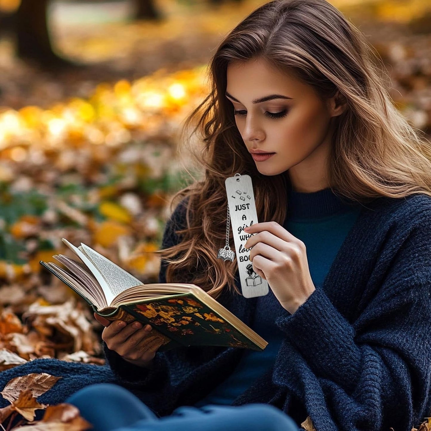 Funny Metal Bookmarks for Women Girls Just A Girl Who Loves Books Bookmark Stainless Steel Book Marks for Reading Kids Boys Teens Book Lover Christmas Gifts