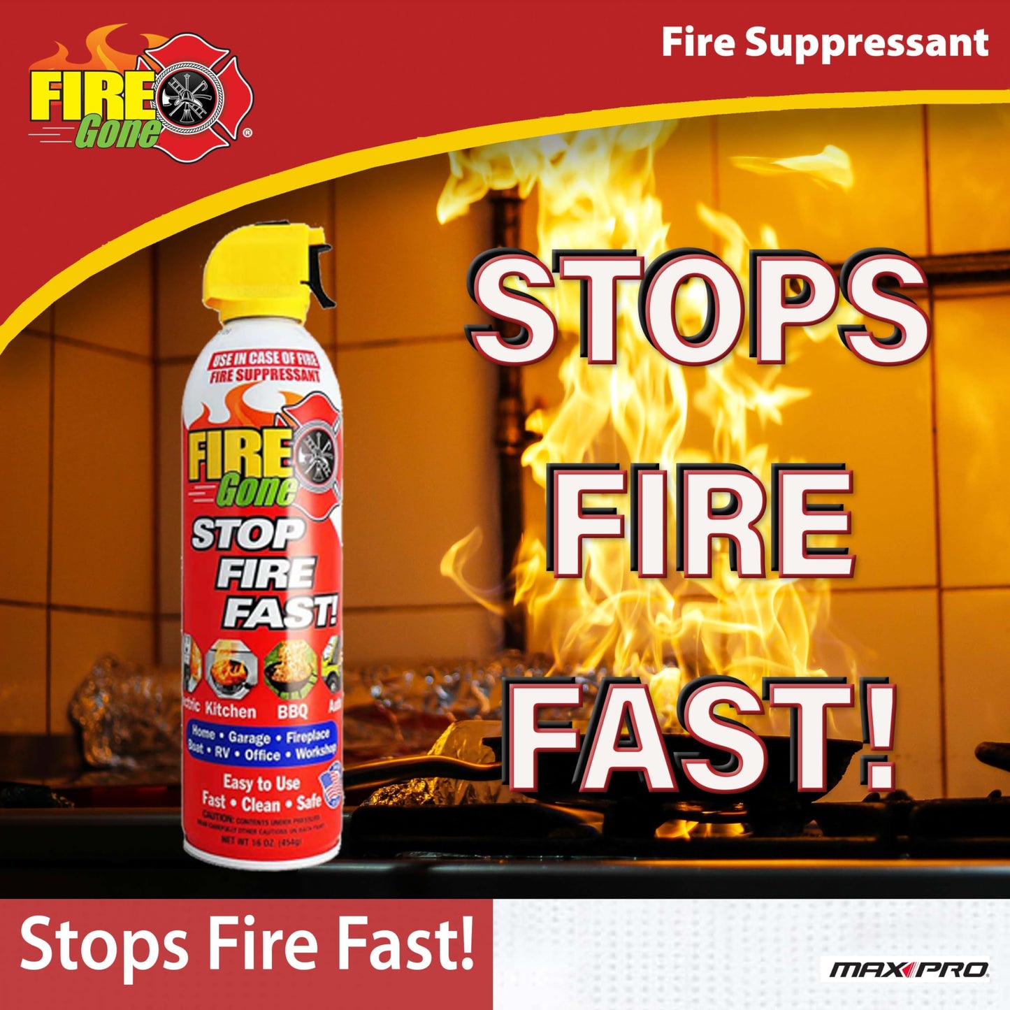 Fire Gone 2NBFG2704 White/Red Fire Suppressant Canisters - 16 Ounce, (Pack of 2 Units)