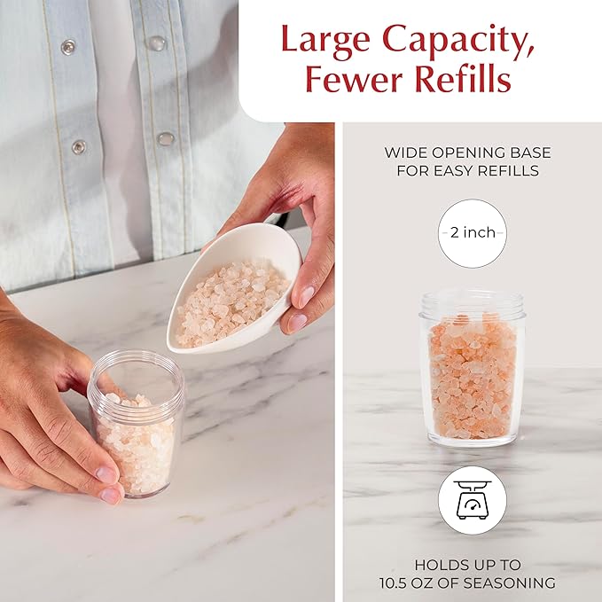 Urban Noon Gravity Salt and Pepper Grinder Set - Battery Operated Electric Grinders with Light (2 Matte Gray Mills) - Automatic One Handed Operation - Electronic Adjustable Shakers - Ceramic Grinders