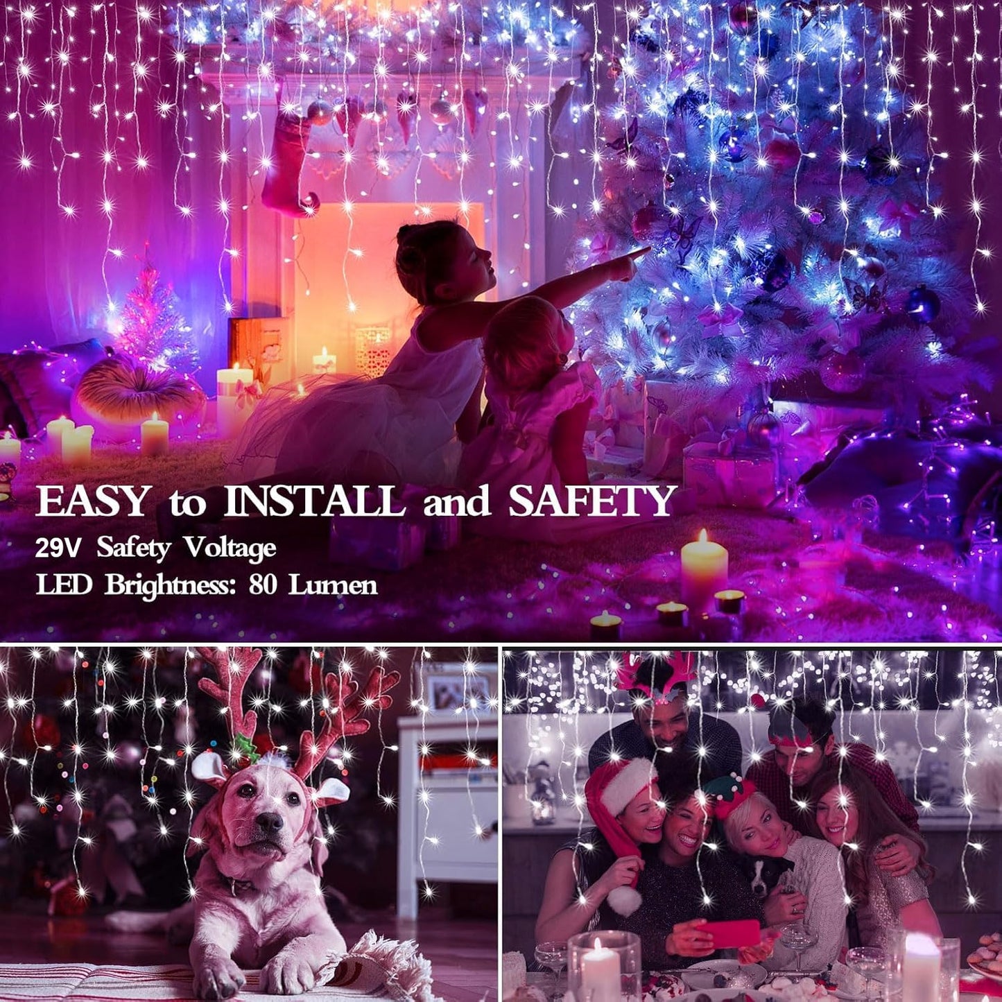 Flvoecn 480 Led Christmas Lights, 49Ft Cool White Indoor/Outdoor, Waterproof, 8 Modes, Timer, Dimmable, Model Bg-Cl3M3-306L