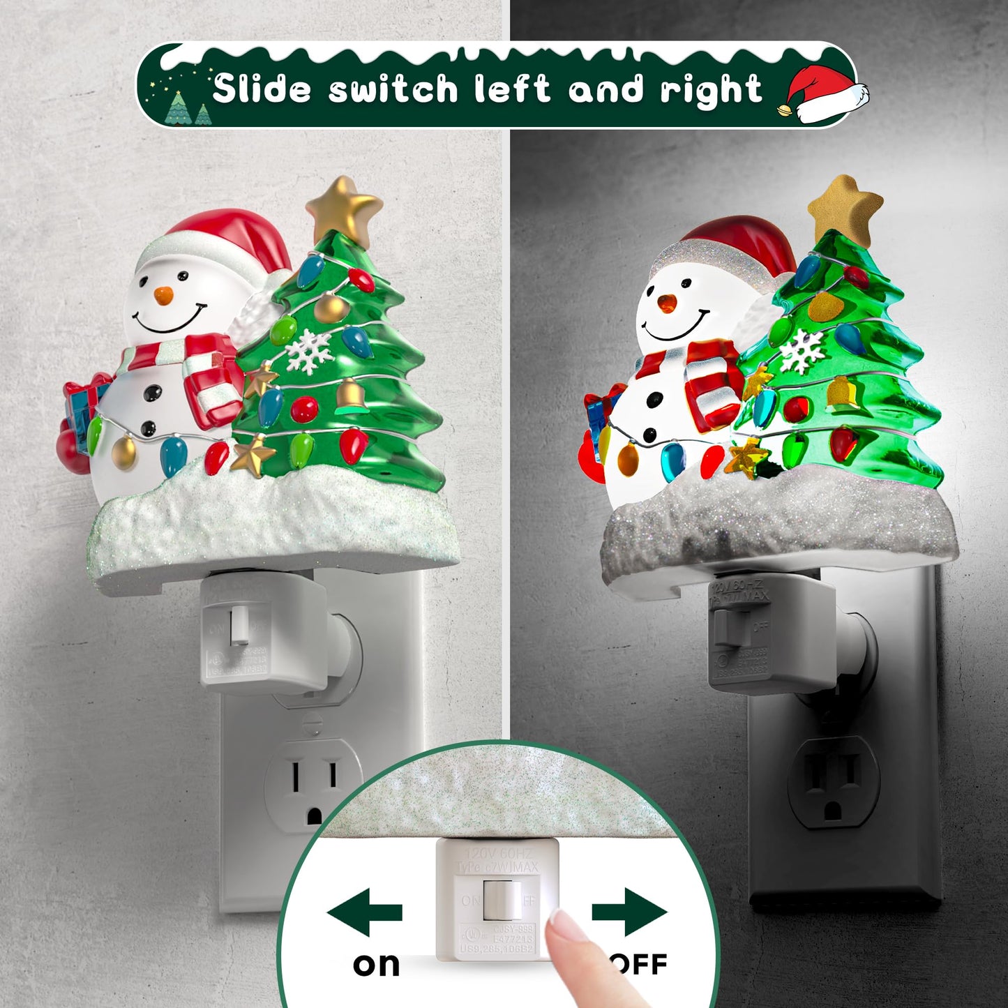 L Lohas Led Christmas Night Lights Plug Into Wall  5000K Daylight  360?Rotatable Christmas Tree & Snowman Nightlight  Night Light For Kids  Ideal For Christmas Home Decor  1 Pack