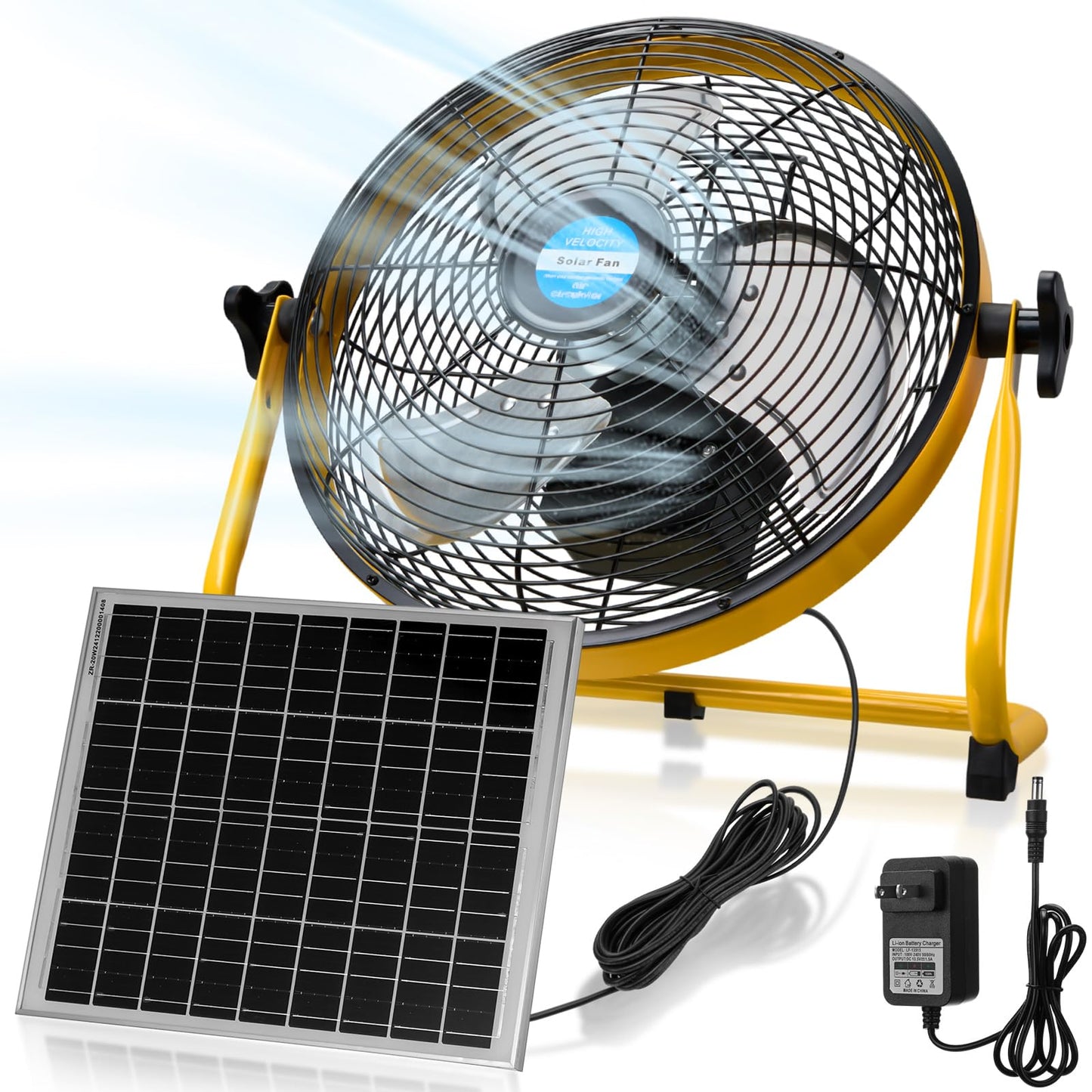 Tujoe 12 Inch Solar Panel Powered Fan, 2 In 1 Solar Panel Or Ac Charger Powered Fan 12W 9V Portable For Chicken Coop Greenhouse