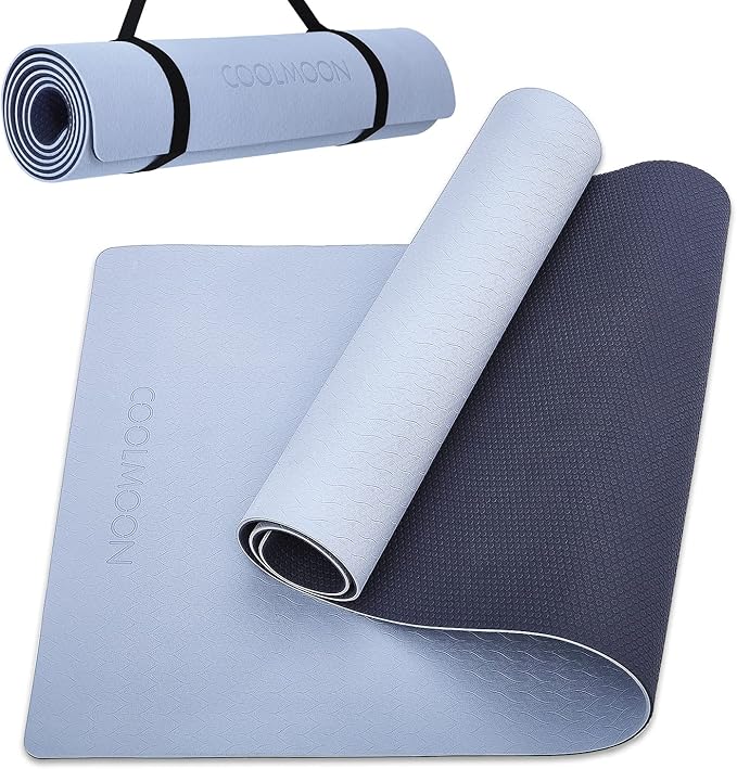 COOLMOON Yoga Mat Non Slip, Anti-Tear 1/4 Thick TPE Yoga Mats for Women and Men, 72"x24" Exercise & Fitness Mat with Carry...